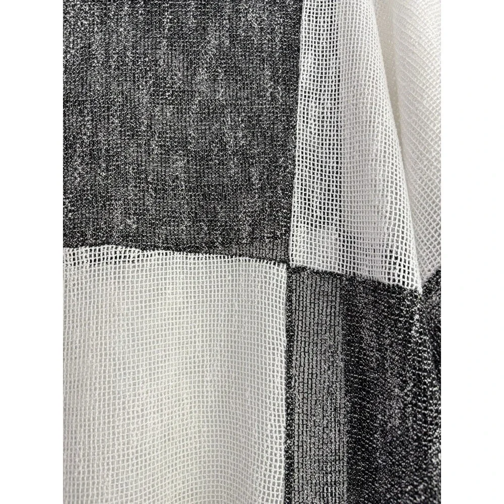 Joseph Ribkoff Knit Sweater Patchwork Black White Lagenlook Oversized L/XL